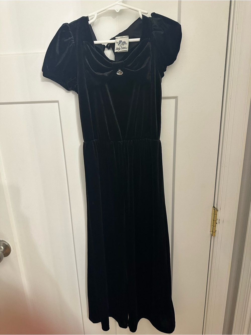 Lily Bleu Black Velvet Bow-Accent Dress